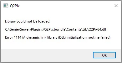 Q2Pix: Library could not be loaded' error when launching